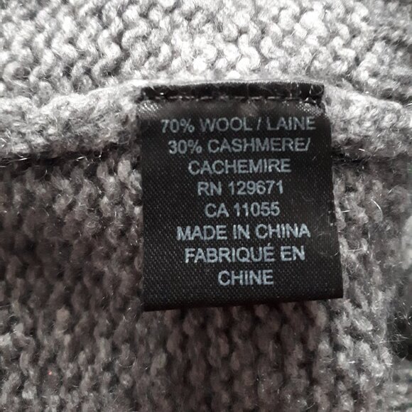 Skull Cashmere/Wool Sweater Hoodie - Sz. Medium - Grey with Burgundy red Skull - Picture 5 of 5